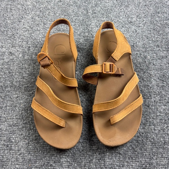 CHACO Women’s Lowdown Strappy Sandal Brown Leather size: 7 - Picture 2 of 8